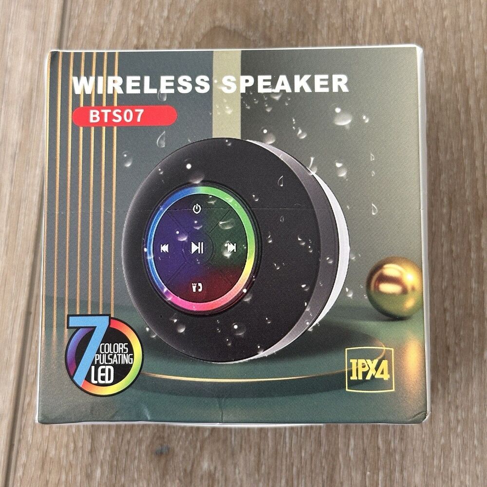 BTS07 LED Shower Speaker Color Changing Light IPX4 Waterproof Wireless Bluetooth